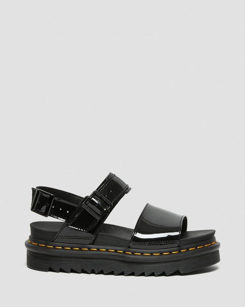 Sandalias De Gladiador Dr Martens Voss Charol Cuero Mujer Negros | MX 481MQZ